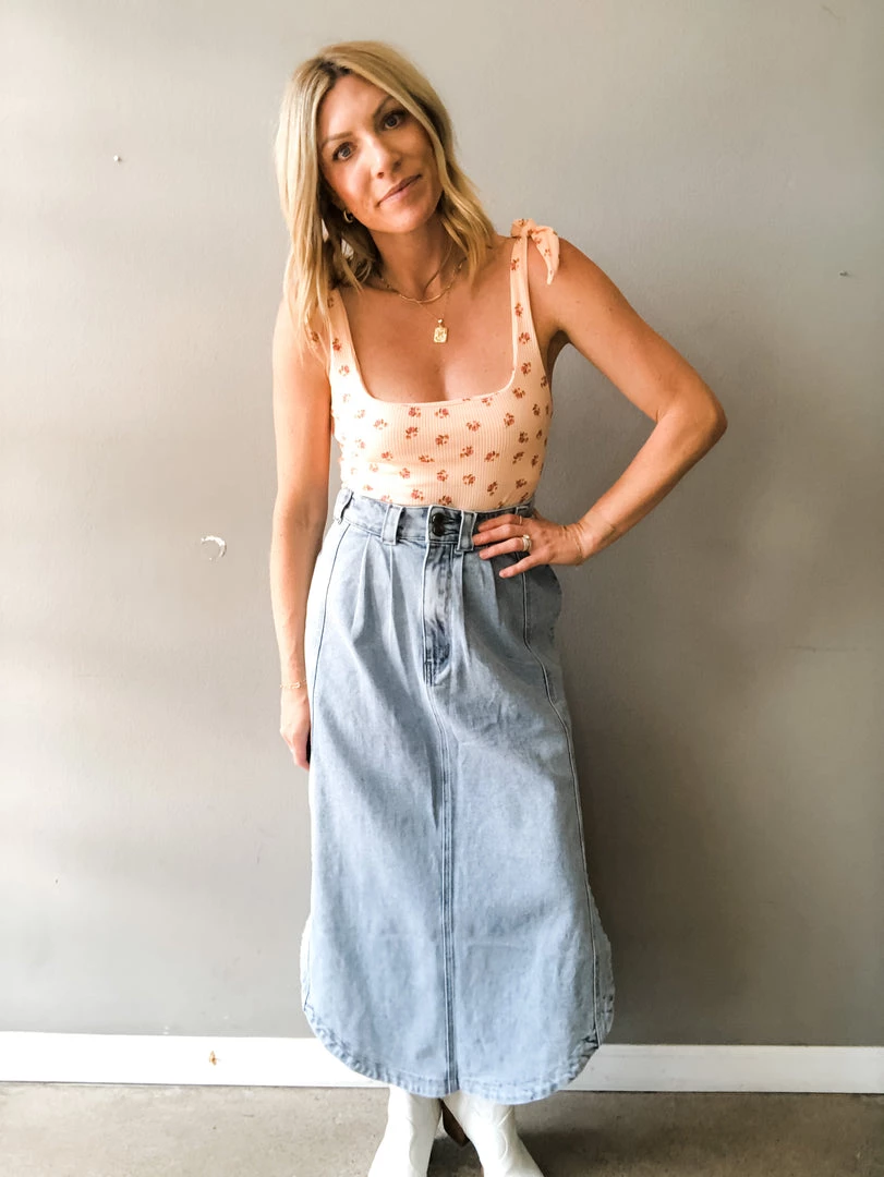 Listicle Denim On Denim Midi Skirt 5 Listicle Denim On Denim Midi Skirt