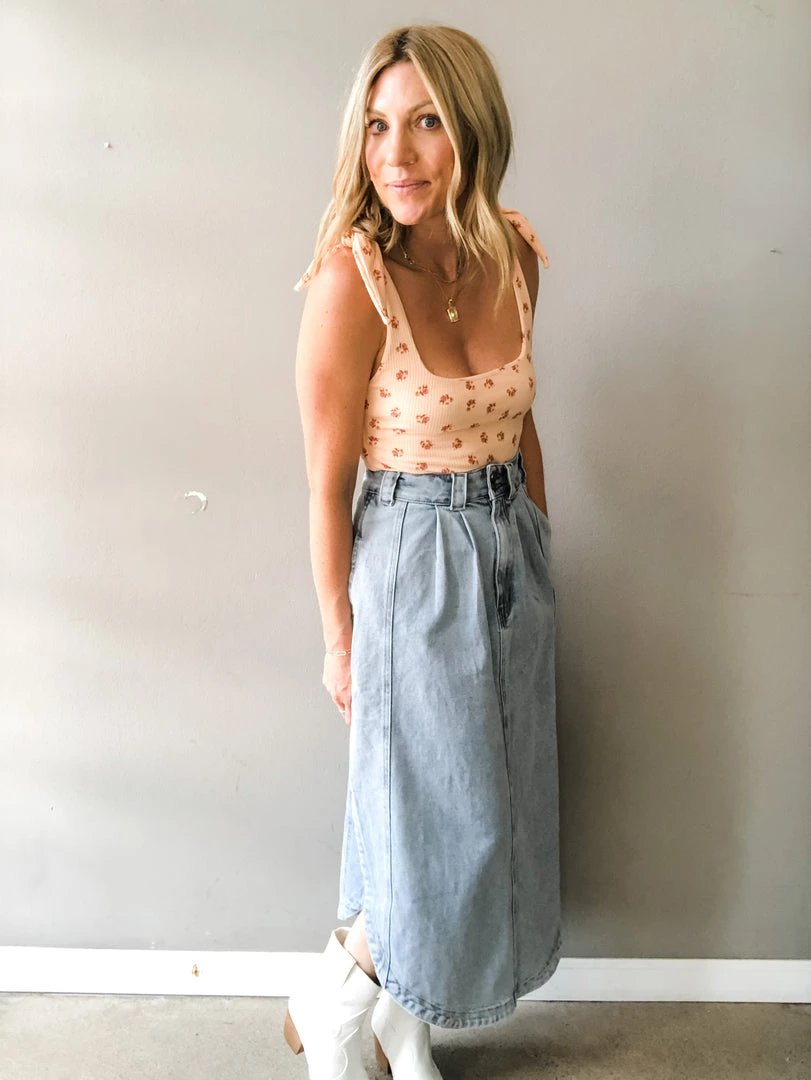 Listicle Denim On Denim Midi Skirt 4 Listicle Denim On Denim Midi Skirt