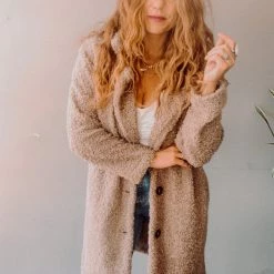 Lush Clothing Mocha Button Down Coat