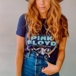 Chaser Brand Pink Floyd Linen Cropped Easy Tee Clothing