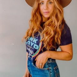 Chaser Brand Pink Floyd Linen Cropped Easy Tee Clothing