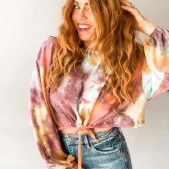 Audrey 3+1 Straight Up Tie Dye Top Clothing