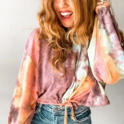 Audrey 3+1 Straight Up Tie Dye Top Clothing