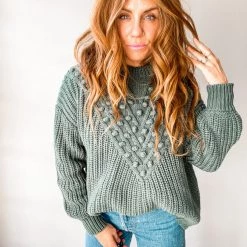 In Loom Clothing Pom Chevron Knit Sweater