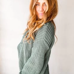 In Loom Clothing Pom Chevron Knit Sweater