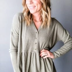 In Loom Clothing Waffle Knit Babydoll Top