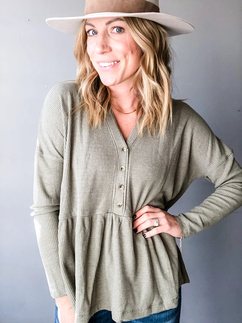 In Loom Clothing Waffle Knit Babydoll Top 1 In Loom Clothing Waffle Knit Babydoll Top