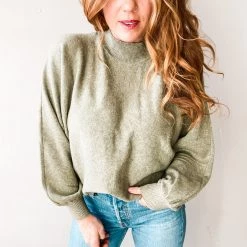 Trend Notes Clothing Olive You Dolman Puff Sleeve