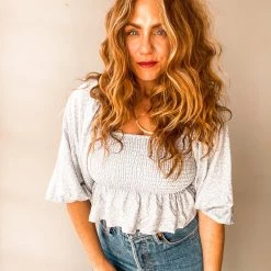 Audrey 3+1 Driving Miss Daisy Smocked Crop Clothing