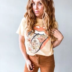 Daydreamer Rolling Stones Flower Tongue Tee Clothing