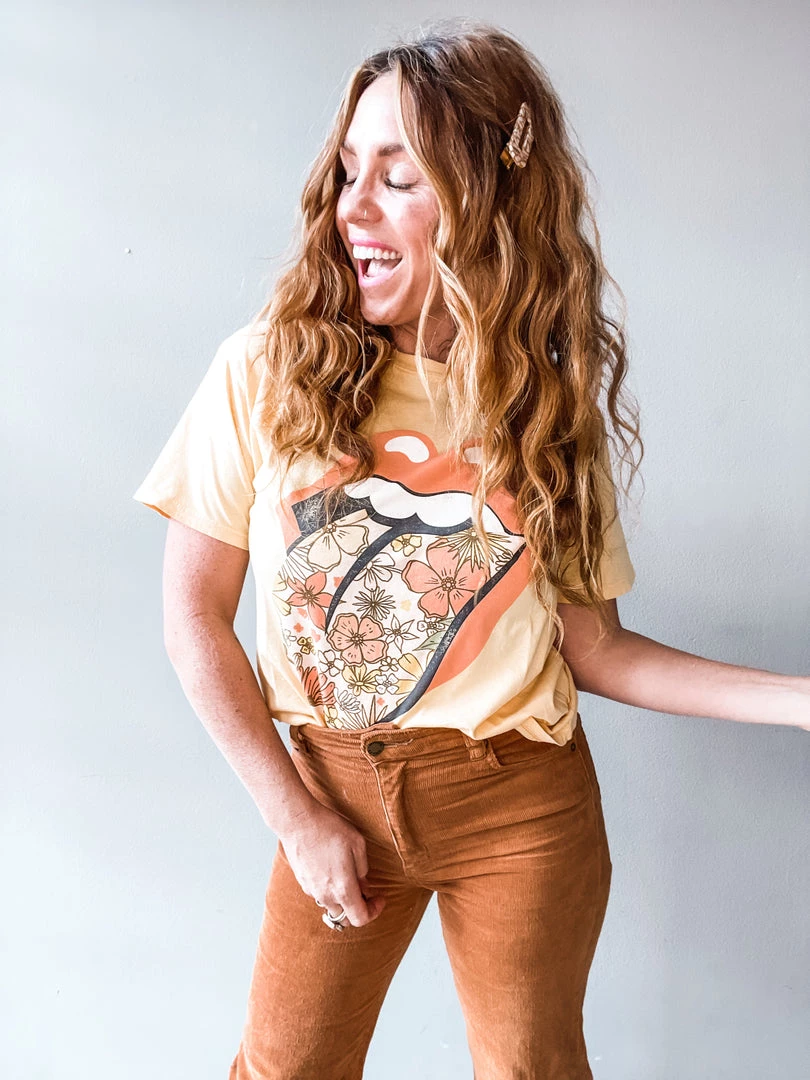 Daydreamer Rolling Stones Flower Tongue Tee Clothing 4 Daydreamer Rolling Stones Flower Tongue Tee Clothing