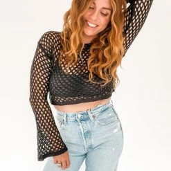 Miss Sparkling Golden Hour Crochet Top Clothing