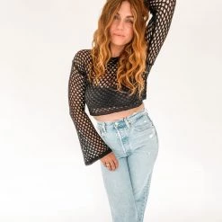 Miss Sparkling Golden Hour Crochet Top Clothing