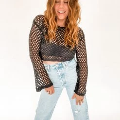 Miss Sparkling Golden Hour Crochet Top Clothing