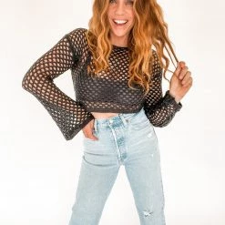 Miss Sparkling Golden Hour Crochet Top Clothing