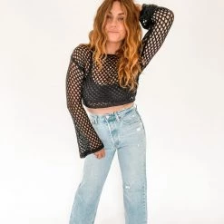 Miss Sparkling Golden Hour Crochet Top Clothing