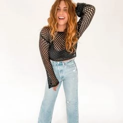 Miss Sparkling Golden Hour Crochet Top Clothing