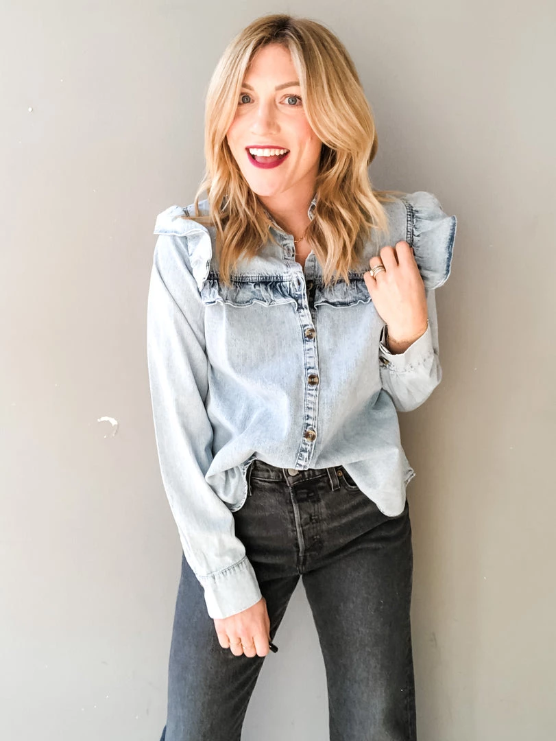 Trend Notes Rainwashed Denim Button Down 1 Trend Notes Rainwashed Denim Button Down