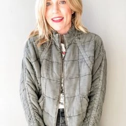 Chaser Brand Clothing Quilted Batwing Zip Jacket