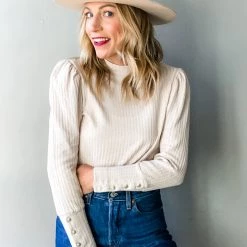 Chaser Brand Thermal Bishop Sleeve Mock Neck Clothing