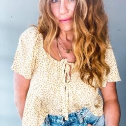 Audrey 3+1 Dahlia Flutter Sleeve Peplum Top Clothing