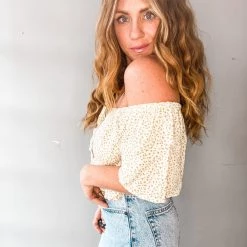 Audrey 3+1 Dahlia Flutter Sleeve Peplum Top Clothing