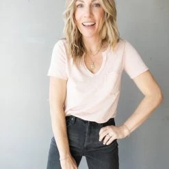 Project Social T Clothing Sophia Pocket V Neck Tee