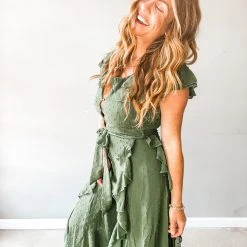 Listicle Clothing Shade Of Green Maxi Dress
