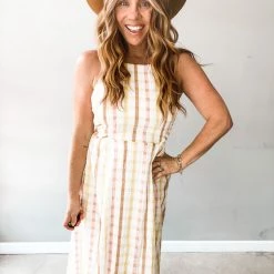 Mable Mellow Yellow Plaid Midi Dress