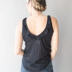 Chaser Brand Chaser Ruffle V Back Tank Clothing