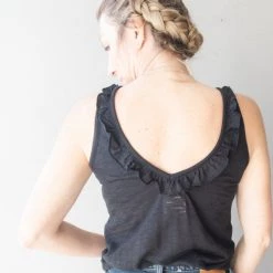 Chaser Brand Chaser Ruffle V Back Tank Clothing