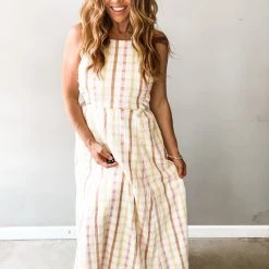 Mable Mellow Yellow Plaid Midi Dress