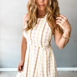 Mable Mellow Yellow Plaid Midi Dress