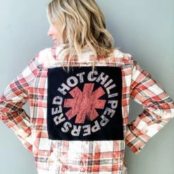 Envy Upcycle Clothing Red Hot Chili Peppers Vintage Band Tee Flannel