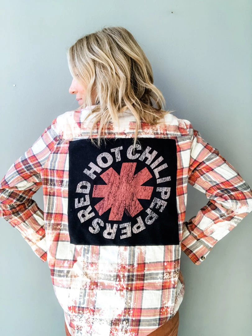 Envy Upcycle Clothing Red Hot Chili Peppers Vintage Band Tee Flannel 1 Envy Upcycle Clothing Red Hot Chili Peppers Vintage Band Tee Flannel