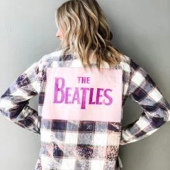 Envy Upcycle The Beatles Vintage Band Tee Flannel Clothing