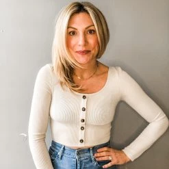 Audrey 3+1 Dinner Date Ribbed Long Sleeve Crop