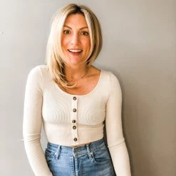 Audrey 3+1 Dinner Date Ribbed Long Sleeve Crop