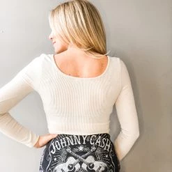 Audrey 3+1 Dinner Date Ribbed Long Sleeve Crop