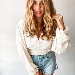 Peach Love California Closer Together Long Sleeve Crop