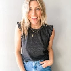 Chaser Brand Chaser Cropped Flutter Sleeve Tee Clothing 12 Chaser Brand Chaser Cropped Flutter Sleeve Tee Clothing