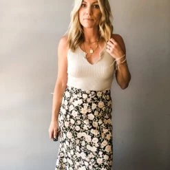 Audrey 3+1 Fields Of Roses Midi Slip Skirt