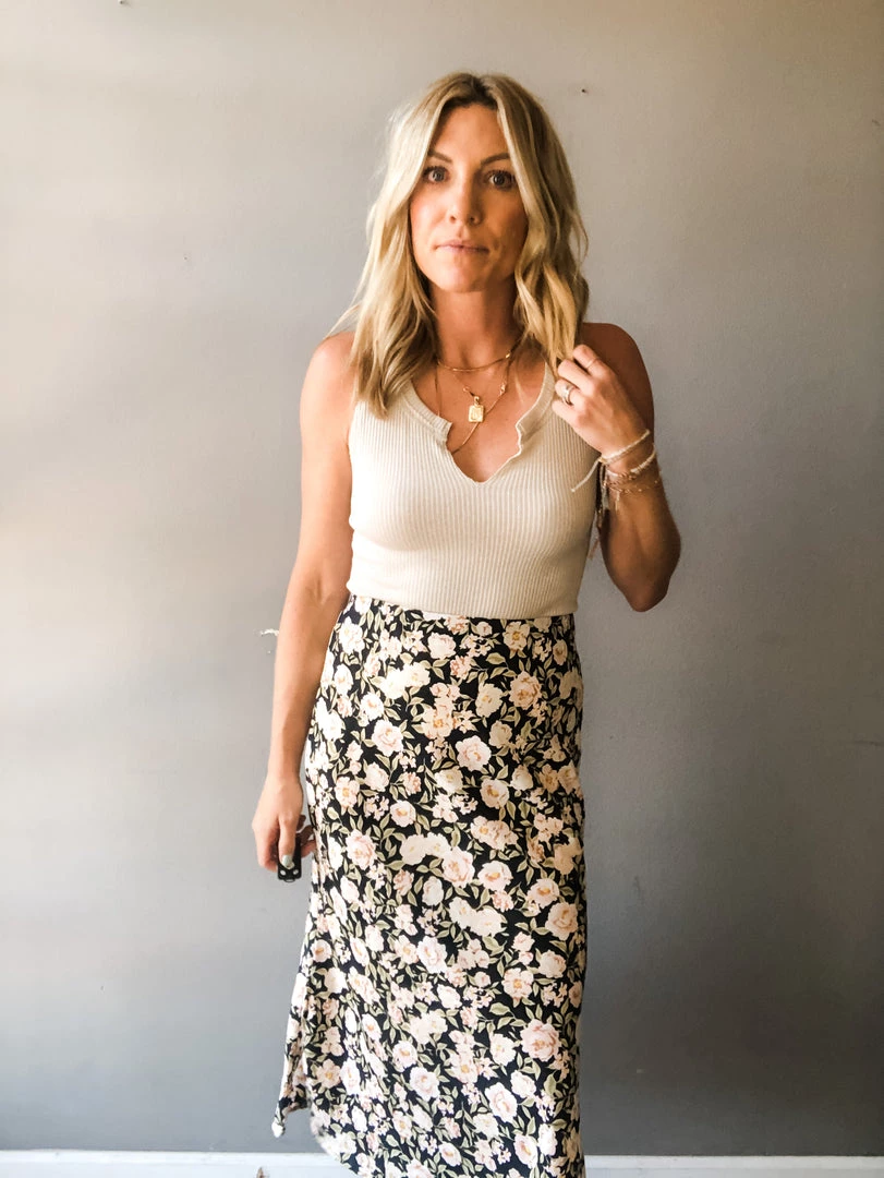 Audrey 3+1 Fields Of Roses Midi Slip Skirt 2 Audrey 3+1 Fields Of Roses Midi Slip Skirt