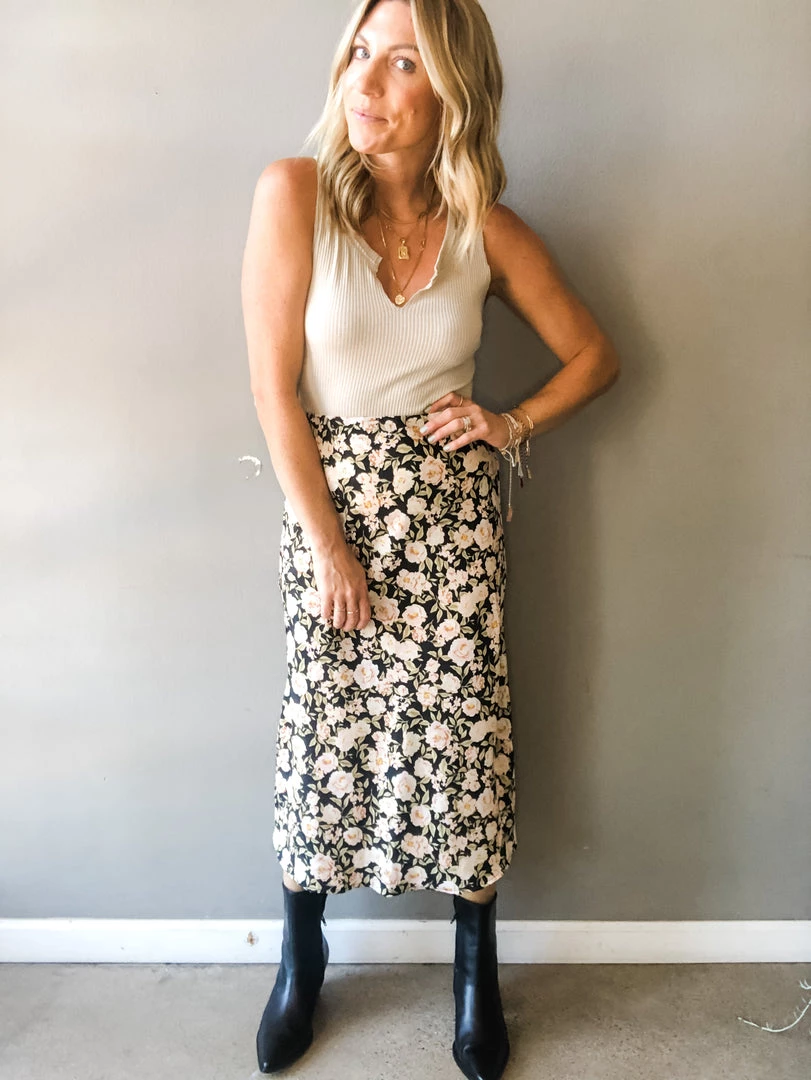 Audrey 3+1 Fields Of Roses Midi Slip Skirt 3 Audrey 3+1 Fields Of Roses Midi Slip Skirt
