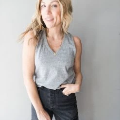 Chaser Brand Chaser V Neck Deep Armhole Muscle Tank