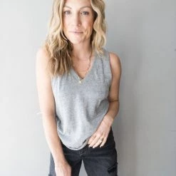 Chaser Brand Chaser V Neck Deep Armhole Muscle Tank