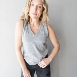 Chaser Brand Chaser V Neck Deep Armhole Muscle Tank