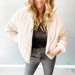 Lush Clothing Can't Quit Quilted Bomber Jacket