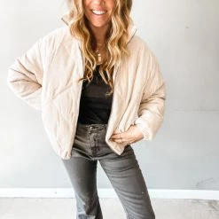 Lush Clothing Can't Quit Quilted Bomber Jacket