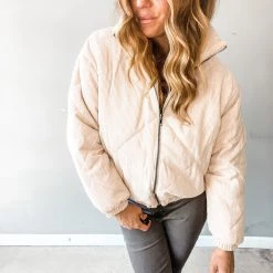 Lush Clothing Can't Quit Quilted Bomber Jacket